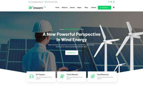 DreamHub Ecology & Solar Energy WordPress Theme theme free